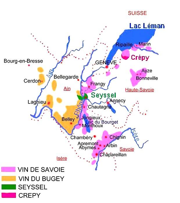 Carte des appellations viticoles de savoie et du bugey c m crivellaro